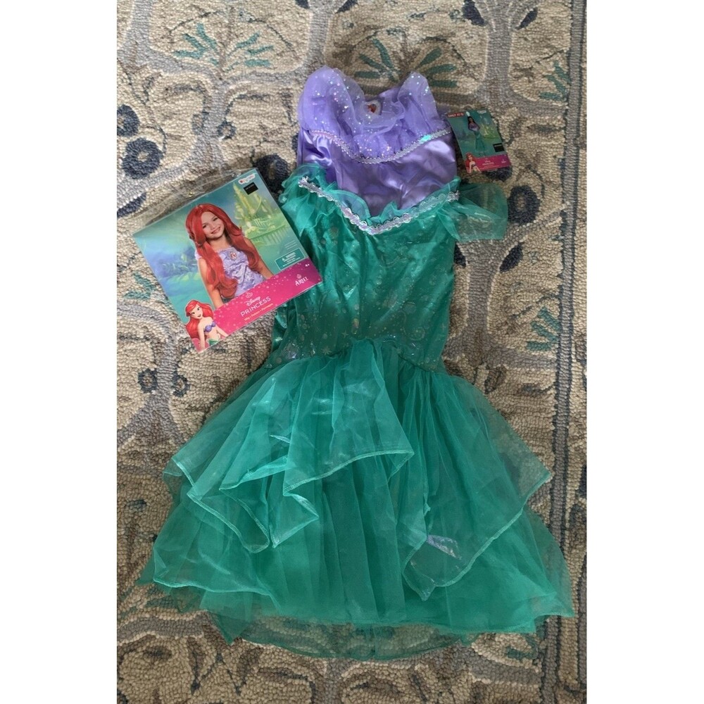 New Ariel The Little Mermaid Costume w/Wig Girls M (7/8) Cosplay Halloween
